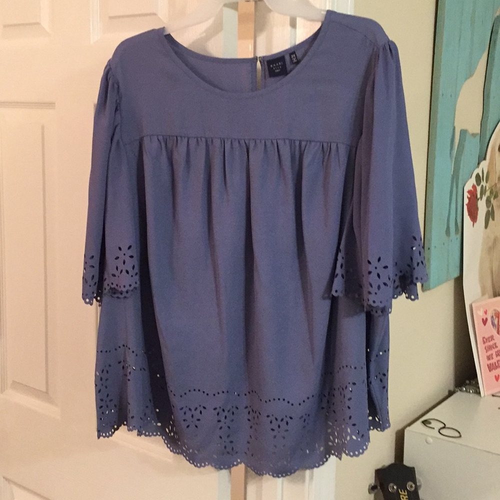 Kaari blue eyelet top